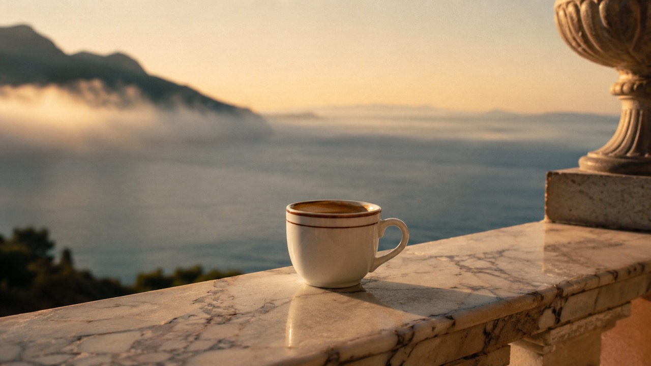 Espresso on Marble Balcony Aegean Beyond Large The Socialites