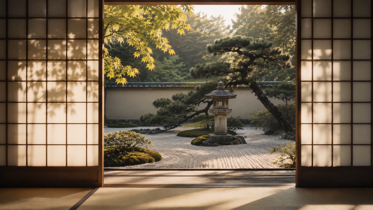Japanese Ryokan Garden Morning Large The Socialites