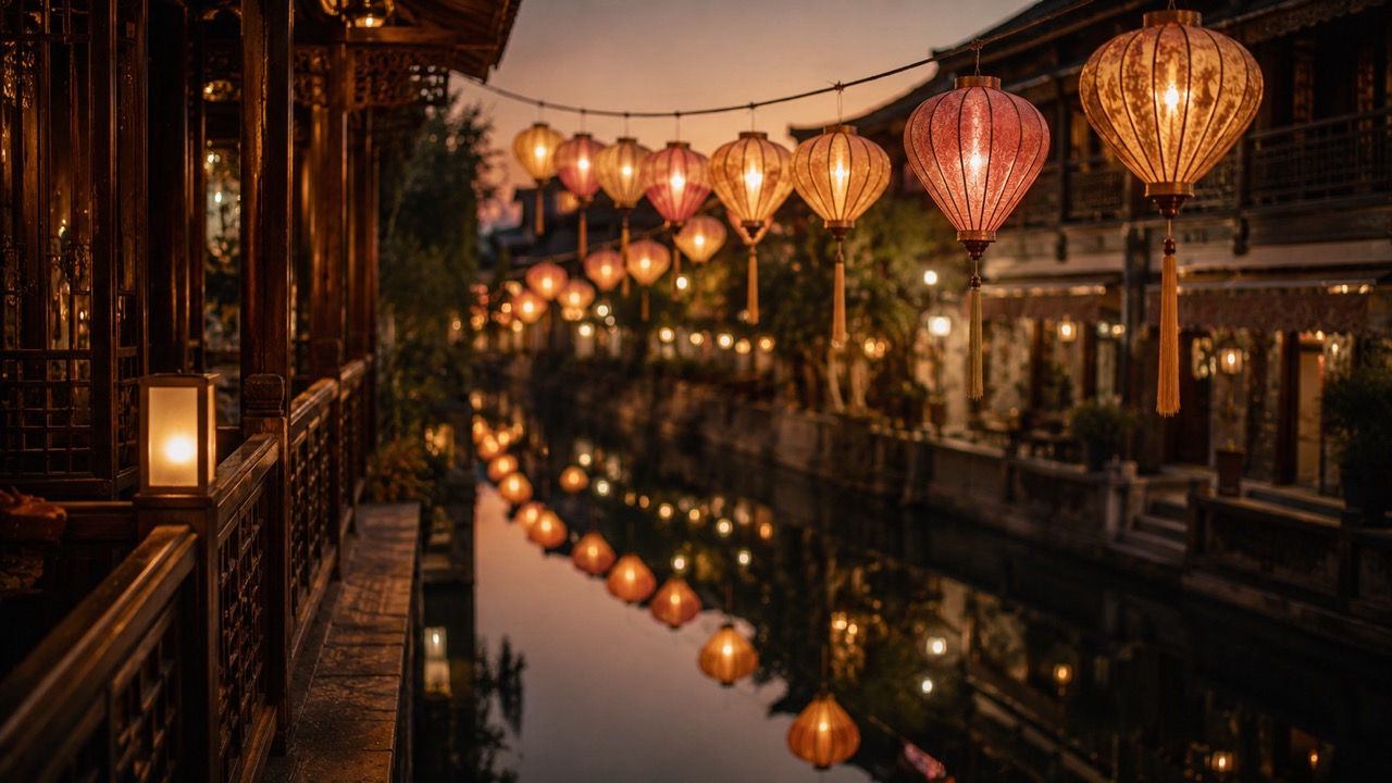Silk Lanterns Over Canal Indochina Large The Socialites