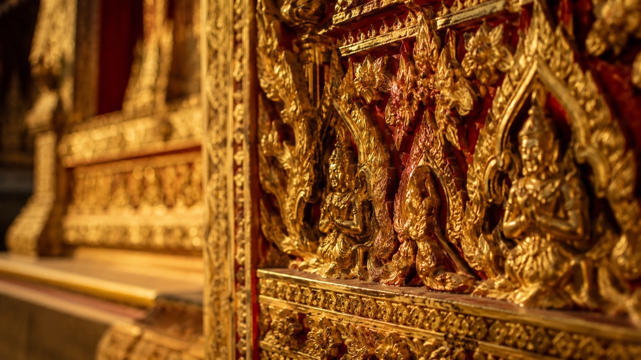 Thai Temple Gold Detail Warm Light Large The Socialites